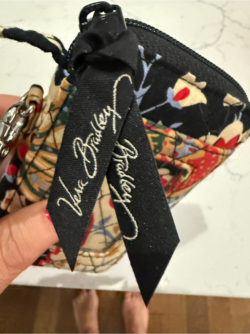 Vera Bradley Quilted Floral Wallet Wristlet - Black Multi Floral